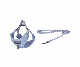 Dogness walking set leash 1,5m+harness for dog (light blue)