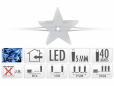 Svetlá vianočné 40 LED žiaroviek hviezda studená biela