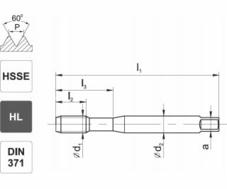 Fanar THREAD M 3 DIN-371B (6H) HSSE HL INOX - C2-118801-0030