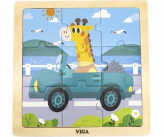 Dřevěné puzzle pro nejmenší Viga 9 ks Auto