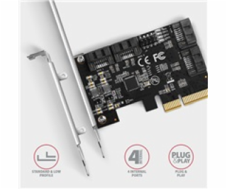 AXAGON PCES-SA4X4, PCIe řadič - 4x interní SATA 6G port, ...