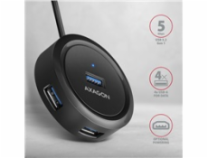 AXAGON HUE-P1AL, 4x USB 3.2 Gen 1 ROUND hub, micro USB nap. konektor, kabel USB-A 1.2m