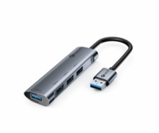 HUB USB C-tech UHB-U3-AL, 4x USB 3.2 Gen 1, hliníkové tělo