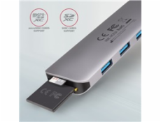 AXAGON HMC-HCR3A, USB 3.2 Gen 1 hub, porty 3x USB-A, HDMI, SD/microSD, kabel USB-C 20cm