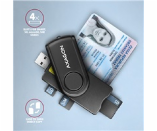 AXAGON CRE-SMP2A, USB-A PocketReader 4-slot čtečka Smart ...