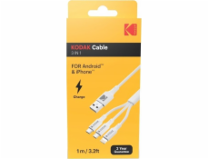 Kodak USB-A - USB-C + microUSB + Lightning kabel 1 m Bílá (SB7379)