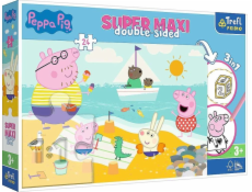 Trefl Oboustranné puzzle 24 dílků Super Maxi Happy Peppa s Day 3v1