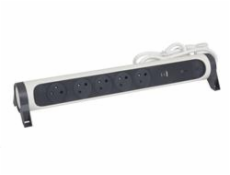 LEGRAND Revolution prodlužovací přívod s otočným tělem 5x2P+T, nabíječka USB A+C, přepěťová ochrana, podsvícené VYP/ZAP,