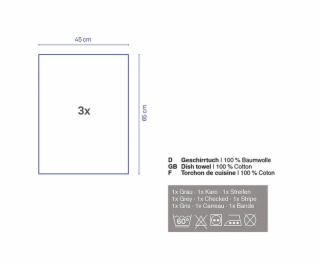 KELA Utěrka na nádobí PASADO 3ks tmavě modrá  65 x 45 cm ...