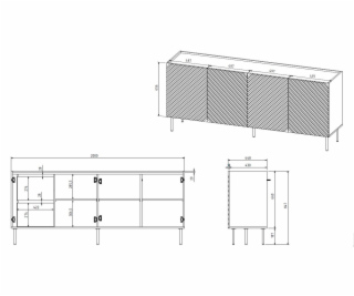 4D2SZ Komoda ONDA 200x45x85 černá