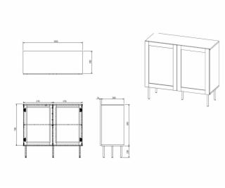 JUTA 2D komoda 100x39,5x90 černá + linol calabria