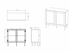 JUTA 2D komoda 100x39,5x90 černá + linol calabria