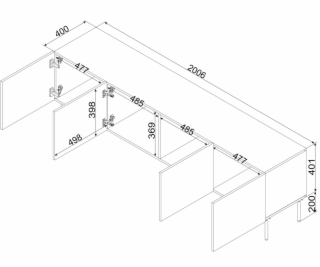 Cama RTV skříň SIENA 200x40x60 matná černá