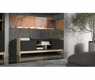 Cama RTV PORTO 2D skříň 150x38x50 dub/černá