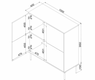 Cama 4D komoda TRESSE 100x40x110 matná zelená