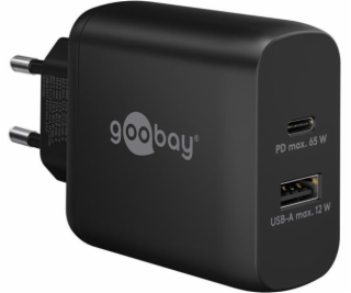 Adaptér 230V na 1x USB-C a 1x USB-A PD 65W, černý