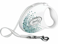 FLEXI Glam Splash Leaf so Swarovski crystals M - Dog Retractable lead - 5 m - white