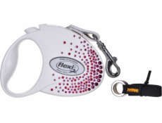 FLEXI Glam Splash Pink so Swarovski crystals S - Dog Retractable lead - 3 m - white