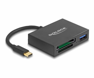 Čtečka karet DeLOCK USB-C pro XQ a SD s portem USB 5 Gbps...