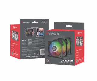 Ventiátor Genesis OXAL 120 ARGB, 3-Pack, černý