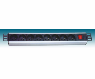 PremiumCord 19 "PDU, 1.5U, 8x230V, 2m kábel Euro, vypínač