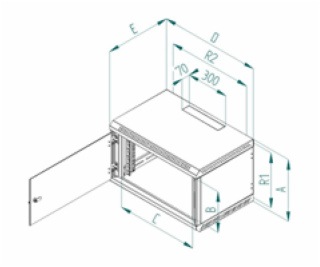 Nástenný rozvádzač jednodielny 9U/400mm plech.dveře