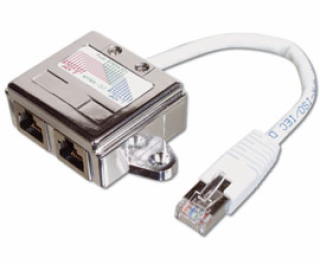 Digitus Adaptor CAT5E 1:1 RJ45 M, 2 X RJ45 F, 0,19 metra