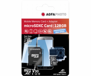 AgfaPhoto MicroSDXC UHS I  128GB Prof. High Speed U3 V30 A1