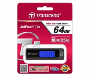 TRANSCEND USB Flash Disk JetFlash®760, 64GB, USB 3.0, Bla...