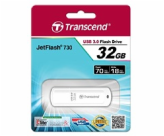 TRANSCEND USB Flash Disk JetFlash®730, 32GB, USB 3.0, Whi...