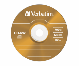 1x5 Verbatim CD-RW 80 / 700MB 10x Speed, Colour, Slim