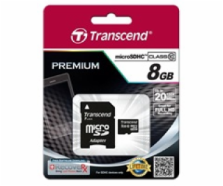 Transcend microSDHC 8GB class 10 + adapter TS8GUSDHC10