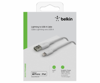 Belkin Lightning to USB-A Cable 2m, braided, mfi cert, white