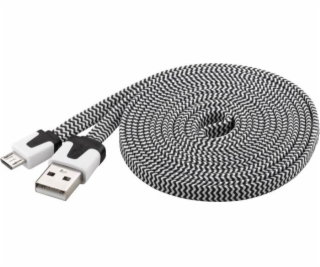 PremiumCord Kabel micro USB 2.0, A-B 2m, plochý textilní ...