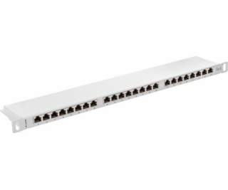 Patch Panel 24 Port 0.5U Kat.6 szary ekranowany 