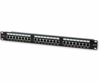 Patch panel 1U STP 24xR J45 Cat.6, czarny z tacką