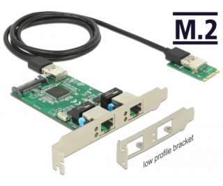 Konverter M.2 Key B+M Stecker > 2 x Gigabit LAN, LAN-Adapter