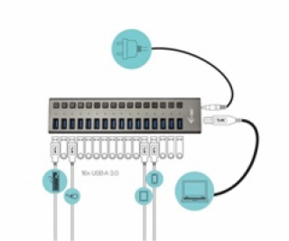 iTec USB 3.0 nabíjecí HUB 16port + Power Adapter 90 W