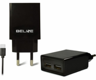 Beline 2xusB + USB-C 2A Black/Black Charger (Beli0010)