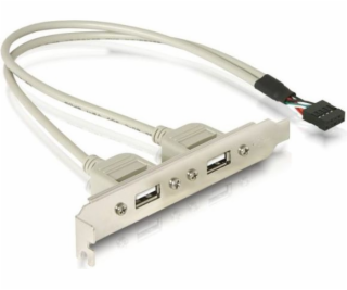 DeLOCK USB 2.0 Slotblende, 10 Pin Header > 2x USB-A Buchse