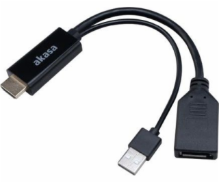 AKASA kabel  redukce HDMI na DisplayPort, with USB power ...