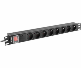 Lanberg PDU lišta napájacia 1U 16A 2m 8 gn. PDU-08E-0200-BK