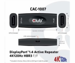 Club3D Adaptér aktivní DisplayPort 1.4 4K120HZ HBR3 (F/F)...