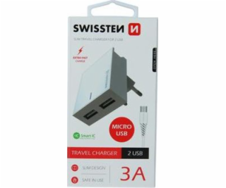 Swissten adaptér SMART IC 2xUSB 3A kabel