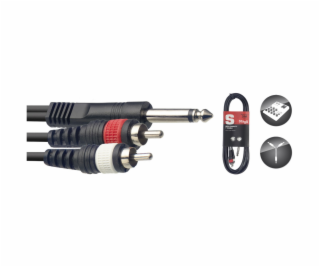 Stagg SYC3/P2CM E, propojovací kabel 2x RCA - Jack 6,3 mm...