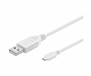 PremiumCord Kabel micro USB 2.0, A-B 20cm, bílá