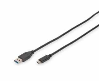 Kabel USB Digitus USB-A - USB-C 1 m Czarny (DB-300136-010-S)