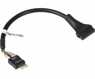 Akyga USB 19 pin - USB 9 pin, 0.2m, Czarny (AK-CA-75)