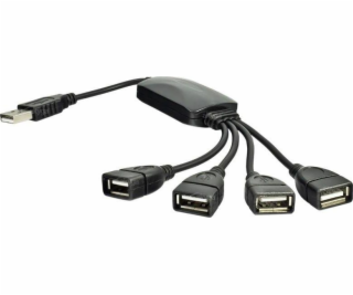 Akyga adaptér Hub USB 2.0 4-port/ABS/cerná/15cm