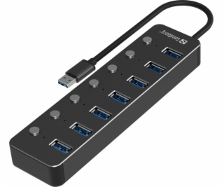 Sandberg USB-A HUB, 7x USB 3.0, černý